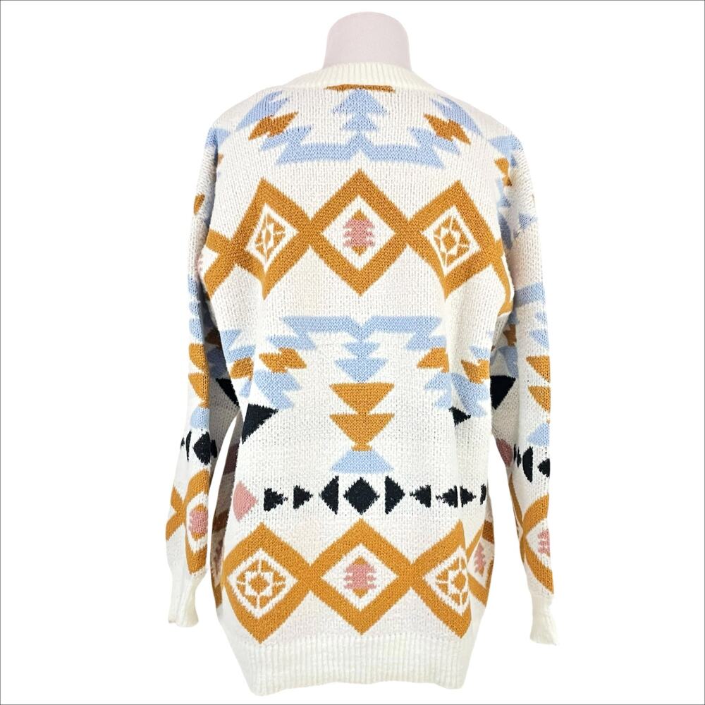 BOHME Audrey Aztec Southwestern Pattern Crewneck Sweater Size S Soft & Cozy - Picture 7 of 8